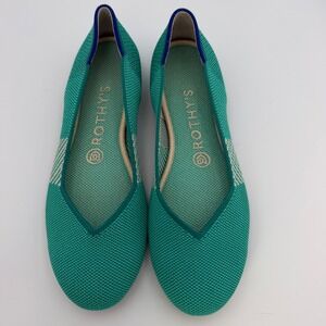 Rothy's‎ The Flat Retired Calypso Teal Stripe Ballet Flats Women's 7.5